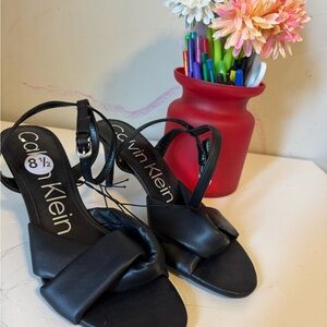 Calvin Klein Black Knotted Strap Sandals